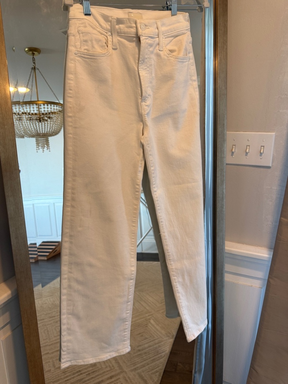 MOTHER Straight Leg Jeans in White